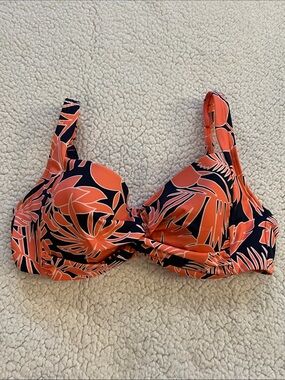 Lands’ End Orange Navy bikini top 8